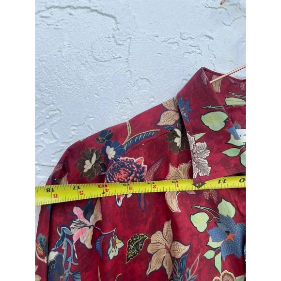 ETRO Womens Long Sleeve Collared Button Up Floral Shirts Red Sz 42 - Picture 6 of 12